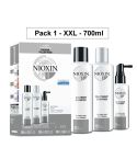 NIOXIN PACK 1 XXL 700 ml ANTICAIDA cabello natural, fino y con aspecto normal a fino