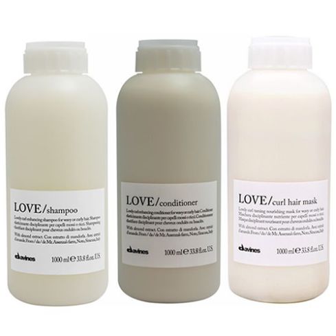 davines love curl pack: champu 1000ml + acondicionador 1000ml + mascarilla 1000ml
