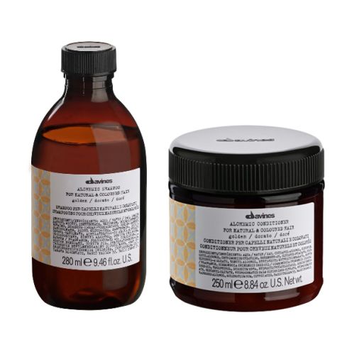 DAVINES ALCHEMIC GOLDEN 580ml / PACK - 3 / champú + acondicionador (cabello rubio / dorado)