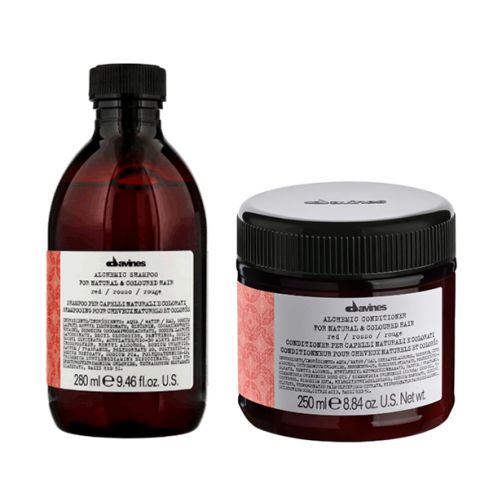 DAVINES ALCHEMIC RED 580ml / PACK - 4 / champú + acondicionador (cabello rojo / caoba)
