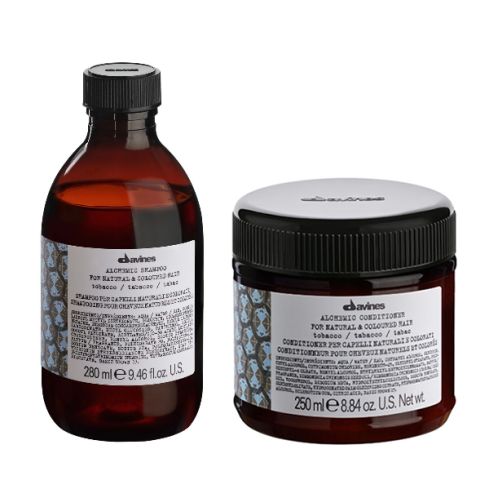 DAVINES ALCHEMIC TOBACCO 580ml / PACK - 6 / champú + acondicionador (cabello color marrón claro)