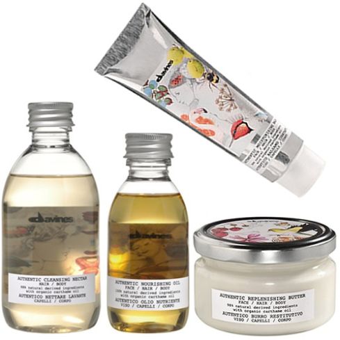 pack davines authentic: cleansing nectar 250 ml + nourishing oil 140 ml + moisturizing balm 200 ml + replenishing butter 200 ml
