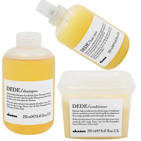 pack davines dede: champu 250ml + acondicionador 250ml + hair mist 250ml