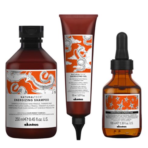 davines pack energizing: champu 250 ml + gel 150 ml + tratamiento superactive 100 ml