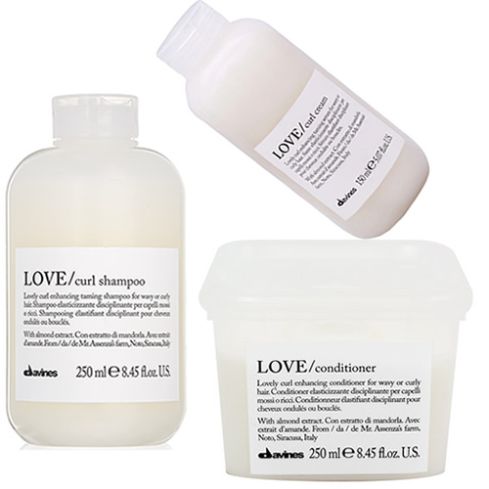 pack davines love curl: champu 250ml + acondicionador 250ml + curl cream 150ml