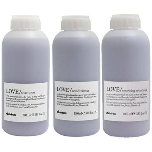 davines love smoothing pack: champu 1000ml + acondicionador 1000ml + mascarilla 1000ml