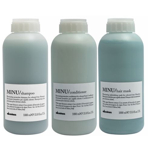 pack davines minu: champu 1000 ml + acondicionador 1000 ml + mascarilla 1000 ml