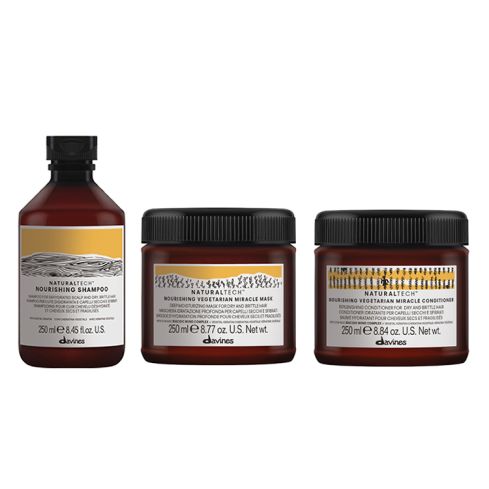 pack davines nourishing: champu 250ml + vegetarian miracle mask 250ml + acondicionador 250 ml