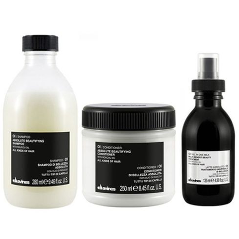 DAVINES OI / 665ml / PACK 19 / champú + acondicionador + leche (belleza absoluta - todo tipo de cabello)