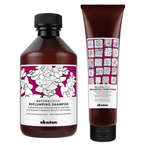 DAVINES NATURAL TECH REPLUMPING / 400ml / PACK 37 / champú + acondicionador (elasticidad e hidratación para el cabello)