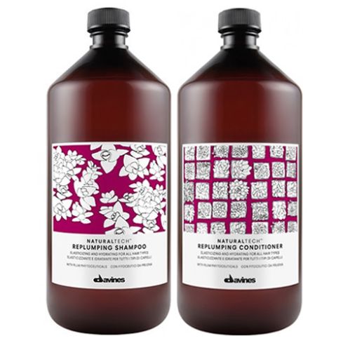 DAVINES REPLUMPING PACK - CHAMPÚ 1000 ml y ACONDICIONADOR 1000 ml