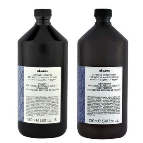 DAVINES ALCHEMIC SILVER PACK - CHAMPÚ 1000 ml y ACONDICIONADOR 1000 ml