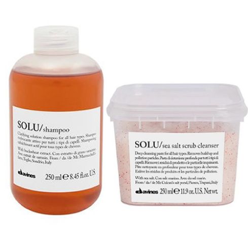 davines solu pack: champu + sea salt cleanser