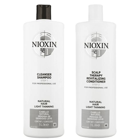 NIOXIN PACK SISTEMA 1 | Champú 1000ml + acondicionador 1000ml | Cabello de normal a débil, natural y fino. Amplifica la textura y protege contra la rotura