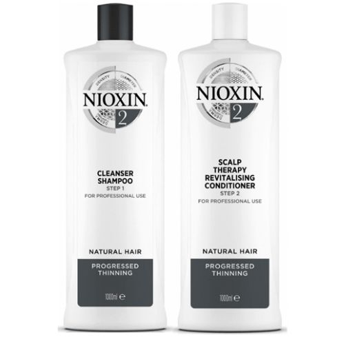 NIOXIN PACK SISTEMA 2 Champú 1000ml + acondicionador 1000ml Cabello natural, muy débil y fino. Fortalece frente al daño