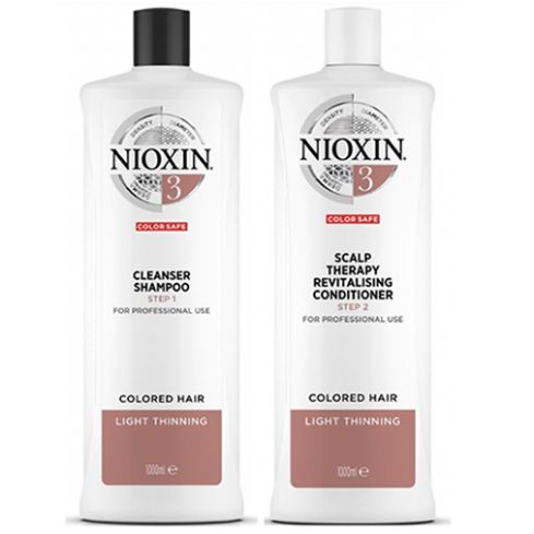 NIOXIN PACK SISTEMA 3 | Champú 1000ml + acondicionador 1000ml |  Cabello tratado, aspecto normal a debil fino. Amplifica la textura del cabello