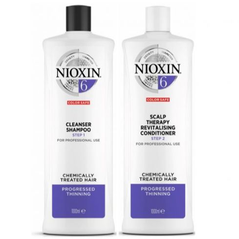 NIOXIN PACK SISTEMA 6 | Champú 1000ml + acondicionador 1000ml | Cabello muy débil, medio a grueso. Cabello mas sano e hidratado