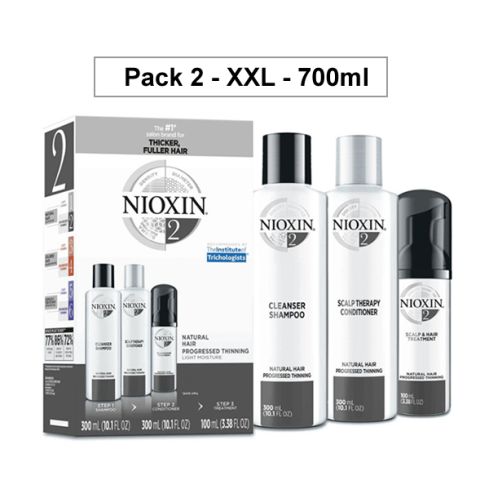 NIOXIN PACK 2 XXL 700 ml ANTICAIDA cabello natural, fino y con pérdida perceptible