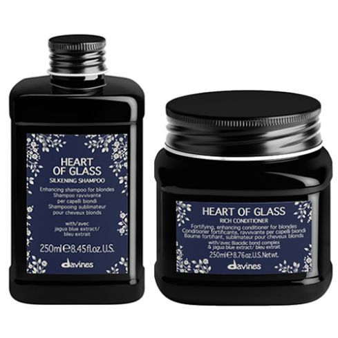 PACK DUO DAVINES HEART OF GLASS 500 ml - champu y acondicionador - cabellos rubios