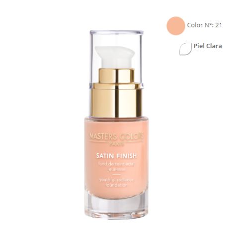 MASTERS COLORS SATIN FINISH Color N° 21 30ml - Base de maquillaje resplandor y juventud