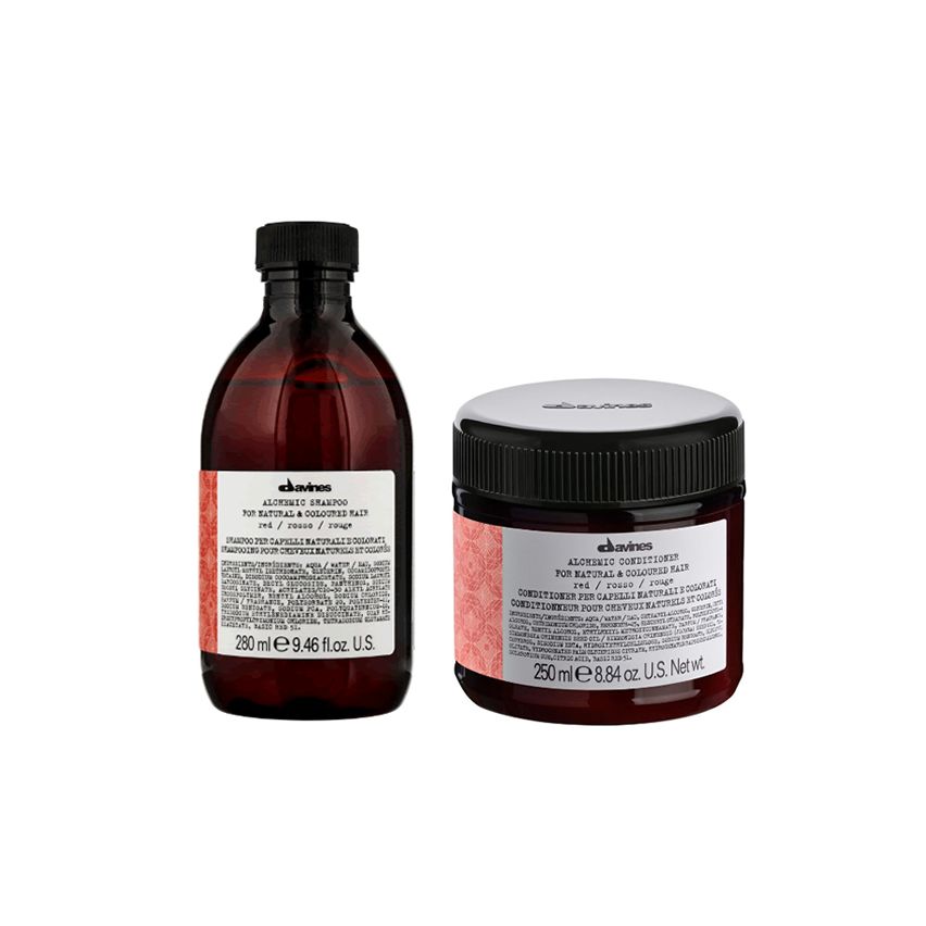 DAVINES ALCHEMIC RED 580ml / PACK - 4 / champú + acondicionador (cabello rojo / caoba)