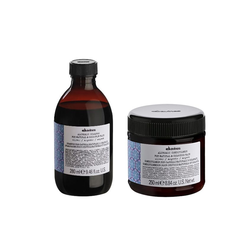 DAVINES ALCHEMIC SILVER 580ml / PACK - 1 / champú + acondicionador (cabello blanco / plata)