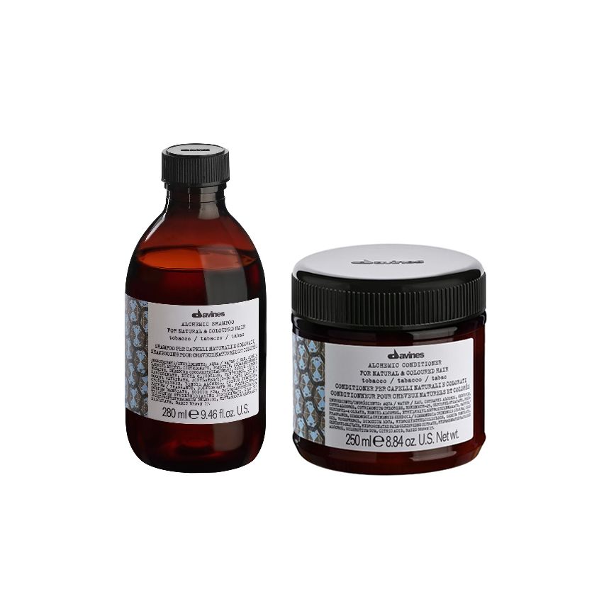 DAVINES ALCHEMIC TOBACCO 580ml / PACK - 6 / champú + acondicionador (cabello color marrón claro)