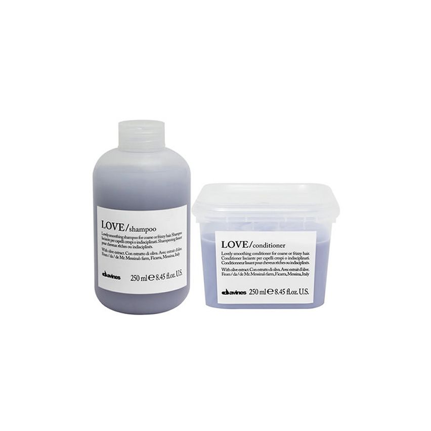 DAVINES ESSENTIAL HAIRCARE LOVE SMOOTHING 500ml / PACK DUO 3 / champú + acondicionador (cabello encrespado) disciplinan el cabello