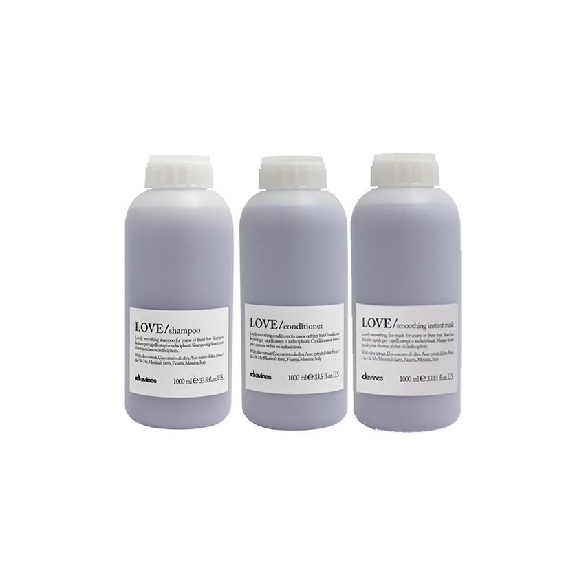 DAVINES LOVE SMOOTHING PACK: CHAMPÚ 1000 ml + ACONDICIONADOR 1000 ml + MASCARILLA 1000 ml