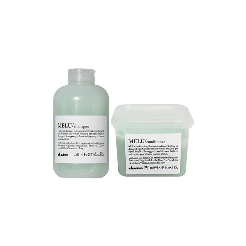 DAVINES ESSENTIAL HAIRCARE MELU 500ml / PACK DUO 4 / champú + acondicionador (cabello largo y dañado - anti-rotura )