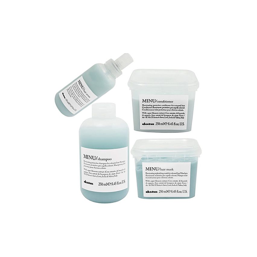 DAVINES ESSENTIAL HAIRCARE MINU 900ml / PACK 12 /  champú + acondicionador + mascarilla + sérum (cabello coloreado)