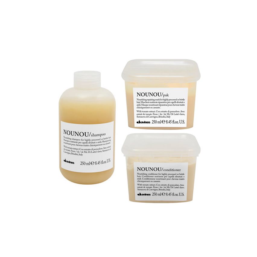 DAVINES ESSENTIAL HAIRCARE NOUNOU 750ml / PACK - 7 / champú + acondicionador + mascarilla (cabello dañado o seco)