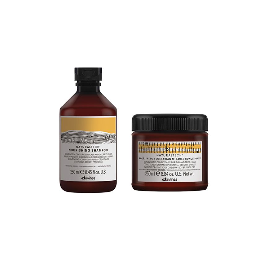 DAVINES NATURALTECH NOURISHING / 500ml / PACK 34 / champú + acondicionador (cabello seco y dañado)