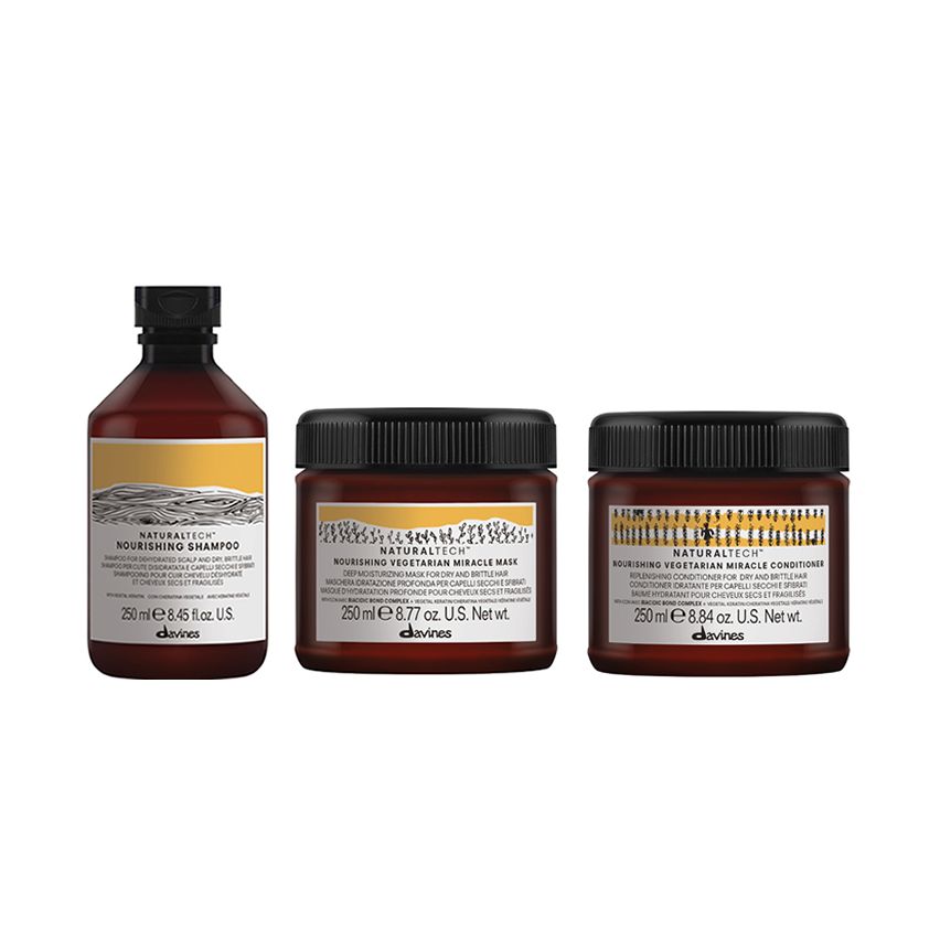 DAVINES NATURALTECH NOURISHING / 750ml / PACK 30 / champú + acondicionador + mascarilla (cabello seco y dañado)