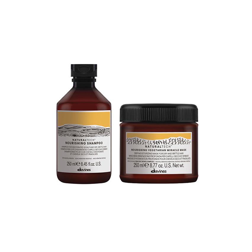 DAVINES NATURALTECH NOURISHING / 500ml / PACK 33 / champú + mascarilla (cabello seco y dañado)