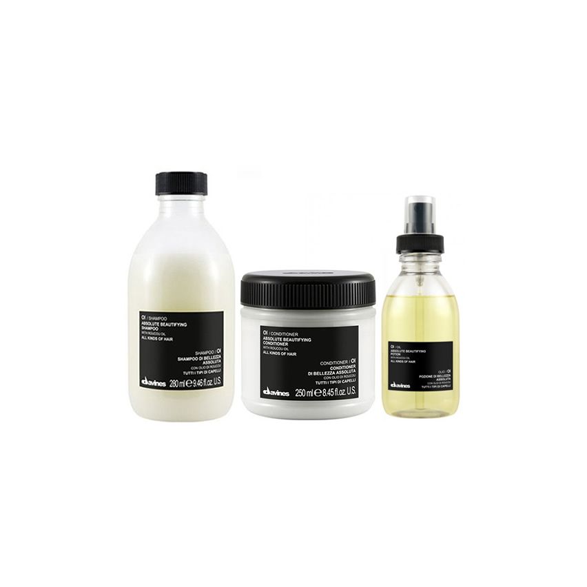 DAVINES OI / 665ml / PACK 18 /  champú + acondicionador + aceite  (belleza absoluta - todo tipo de cabello)