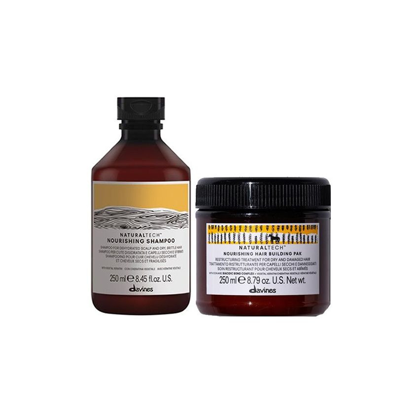 DAVINES NATURALTECH NOURISHING / 500ml / PACK 35 / champú + hair building pak (cabello seco y dañado)