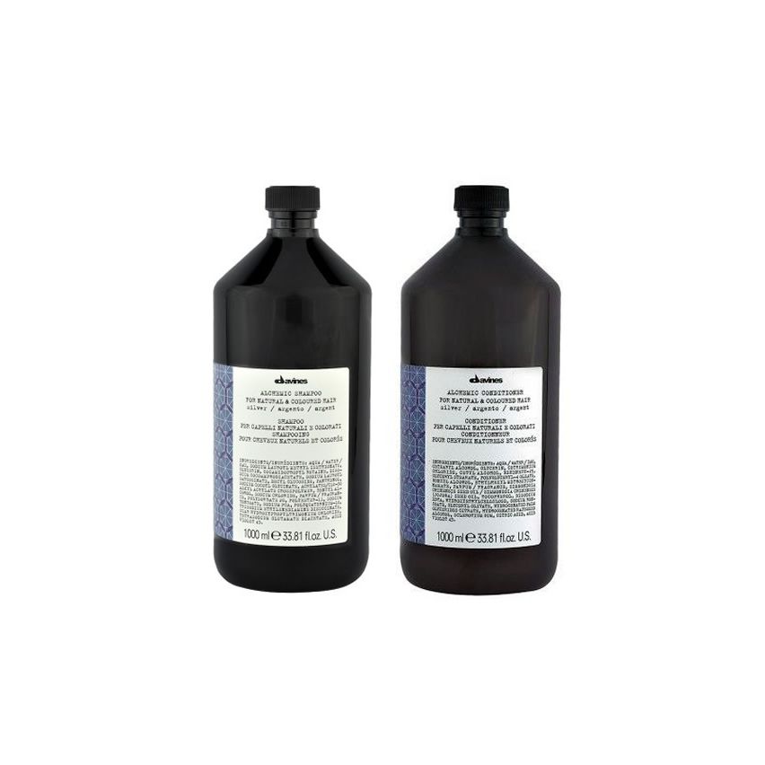 DAVINES ALCHEMIC SILVER PACK - CHAMPÚ 1000 ml y ACONDICIONADOR 1000 ml 