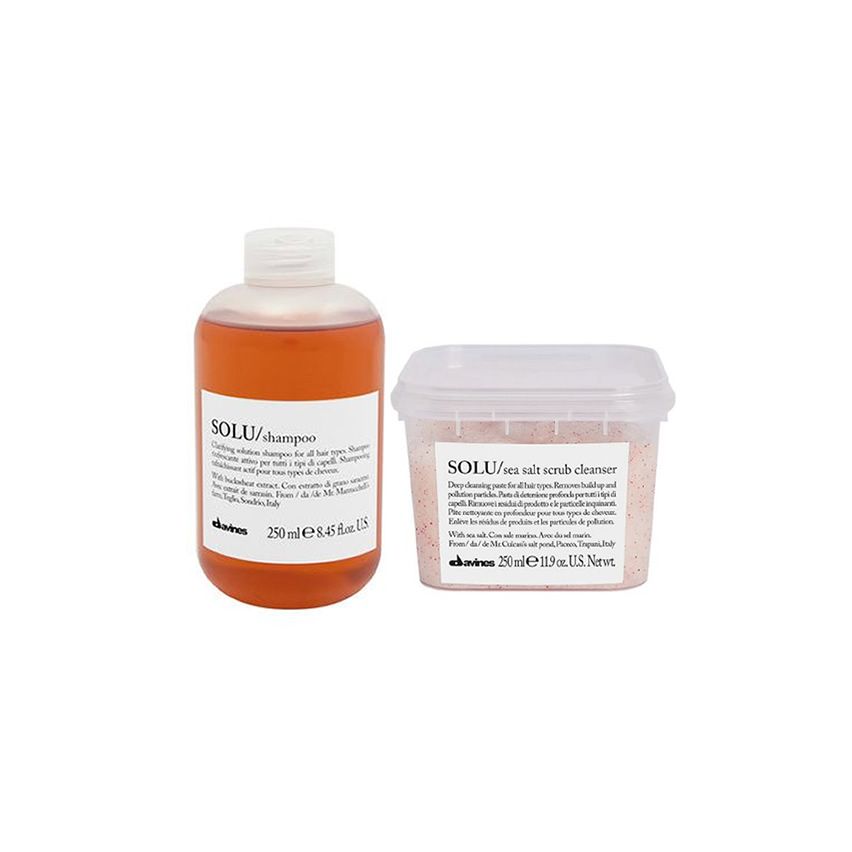 DAVINES SOLU DUO: CHAMPU 250ml + SEA SALT CLEANSER 250ml