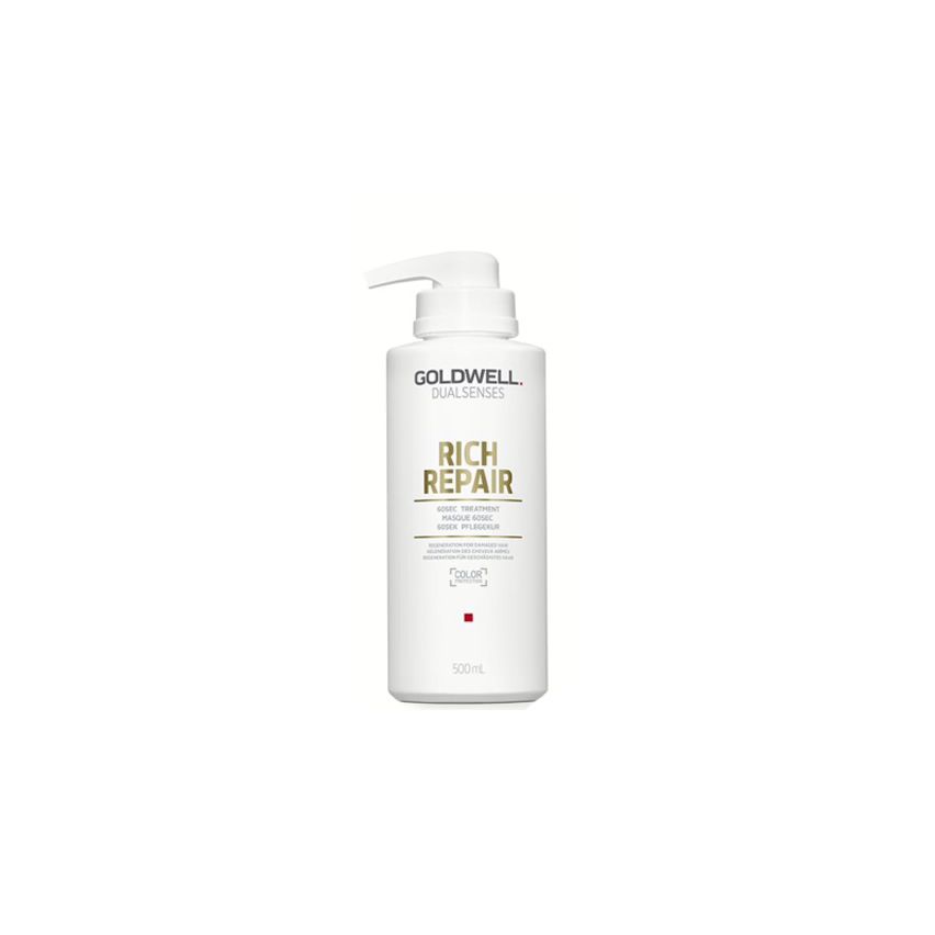 GOLDWELL DUALSENSES RICH REPAIR 60SEC MASCARILLA 500ml / Cabellos secos y dañados / Restaura al instante la estructura de la fibra capilar