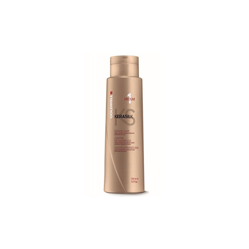 GOLDWELL KERASILK KERATIN SHAPE MEDIUM 1 / 500ml / tratamiento de Keratina / transforma los cabellos rebeldes, ondulados y encrespados en cabellos sedosos y lisos