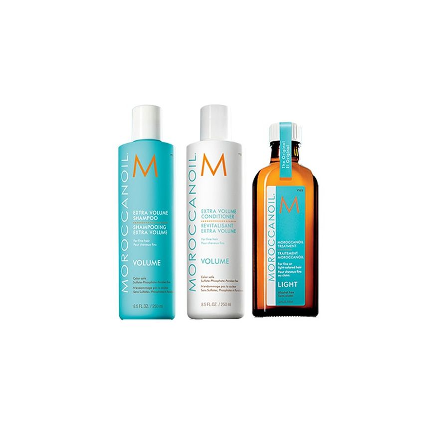 Moroccanoil volumen: champu + acondicionador + tratamiento light