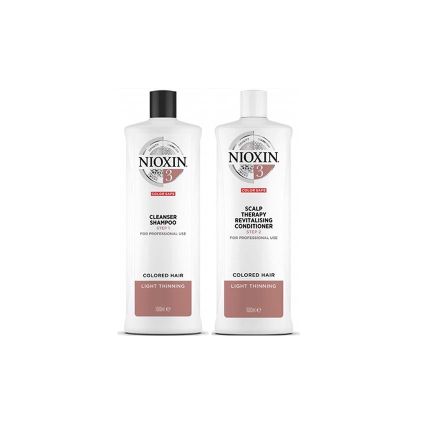 NIOXIN PACK SISTEMA 3 | Champú 1000ml + acondicionador 1000ml |  Cabello tratado, aspecto normal a debil fino. Amplifica la textura del cabello