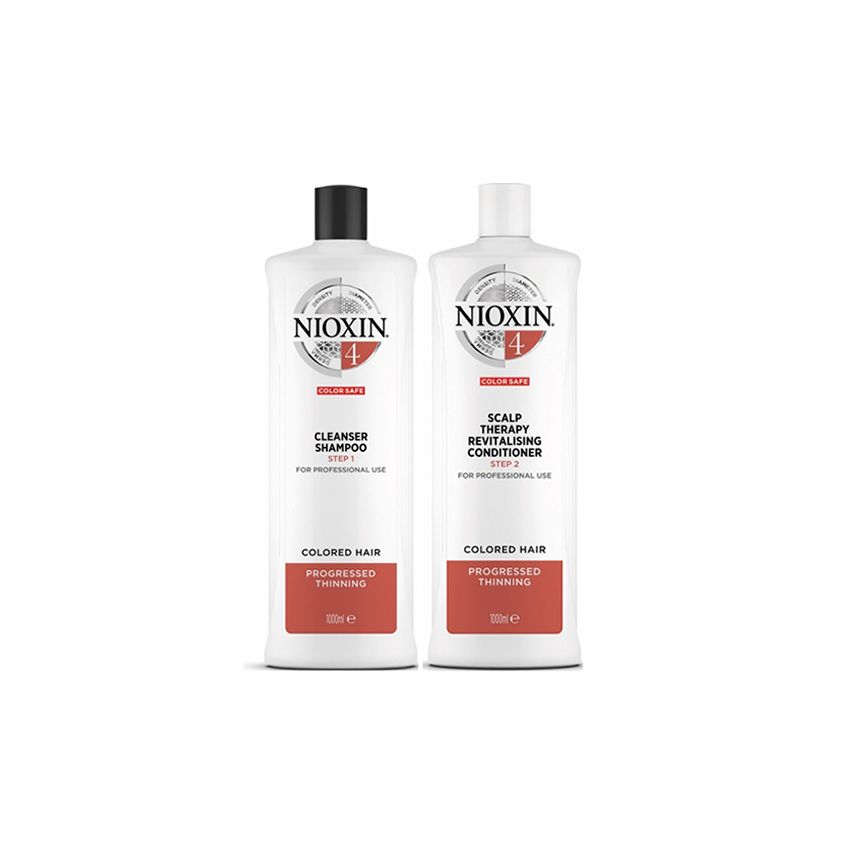 NIOXIN PACK SISTEMA 4 | Champú 1000ml + acondicionador 1000ml |  Cabello tratado, muy debil y fino. Amplifica la textura del cabello
