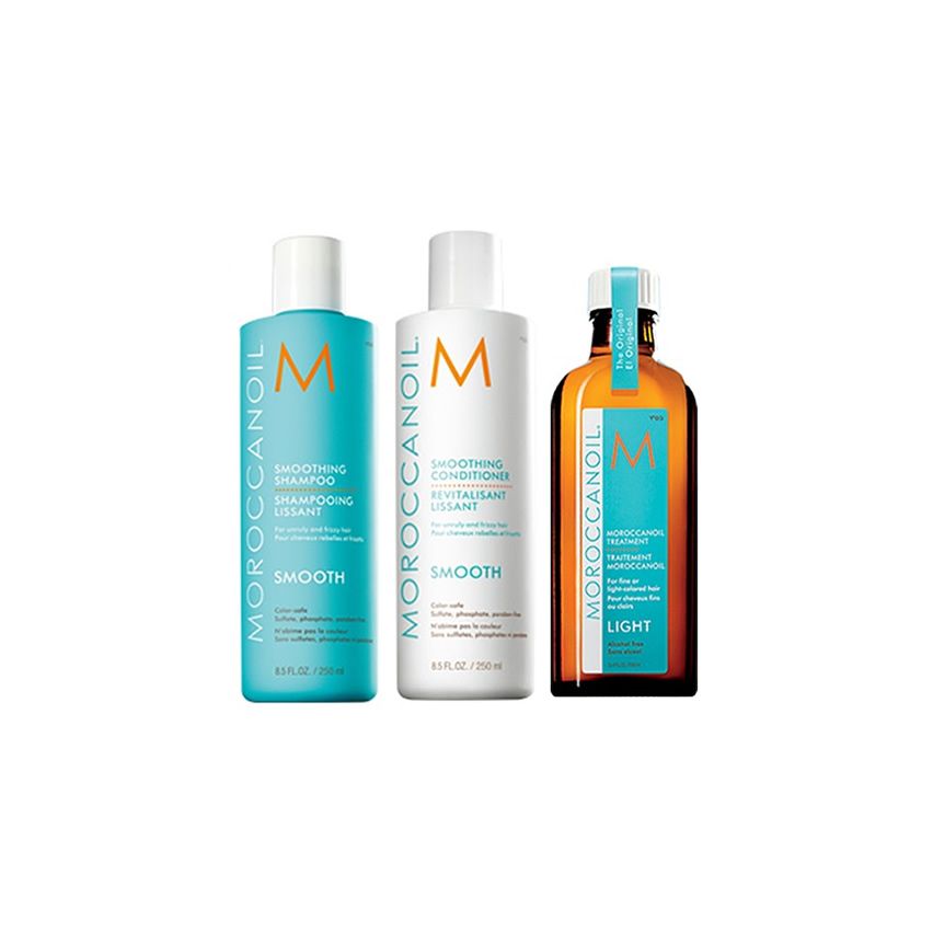 MOROCCANOIL SMOOTH - 600ml - PACK 23 / Champú + Acondicionador + Aceite de Argán Light  / cabello rebelde - encrespado 