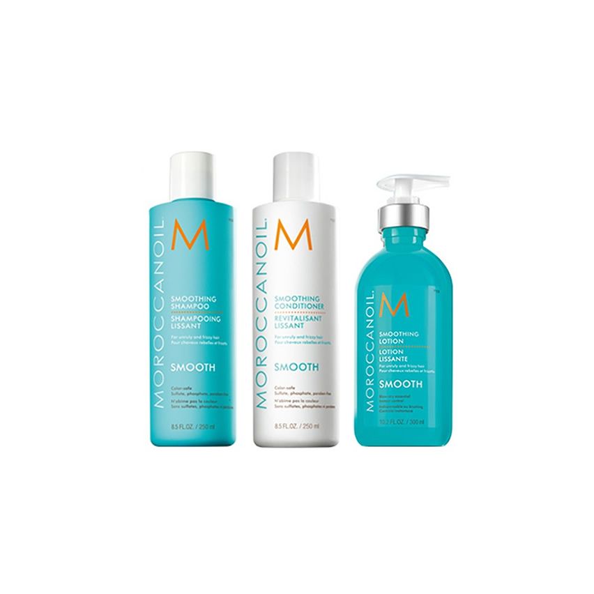 MOROCCANOIL SMOOTH - 800ml - PACK 25 Champú + Acondicionador + Loción suavizante / cabello rebelde - encrespado 