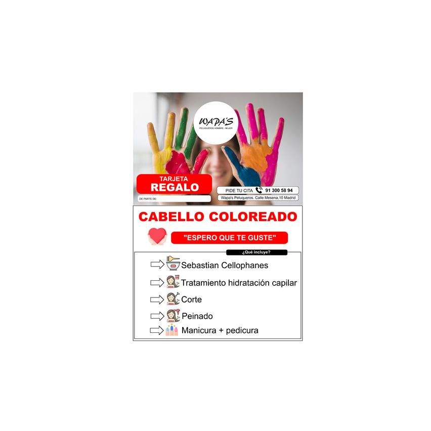 TARJETA REGALO CABELLO COLOREADO - servicios de peluquería