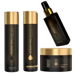 SEBASTIAN DARK OIL PACK: Champu 250 ml + acondicionador 250 ml + mascarilla 150 ml + aceite 95 ml
