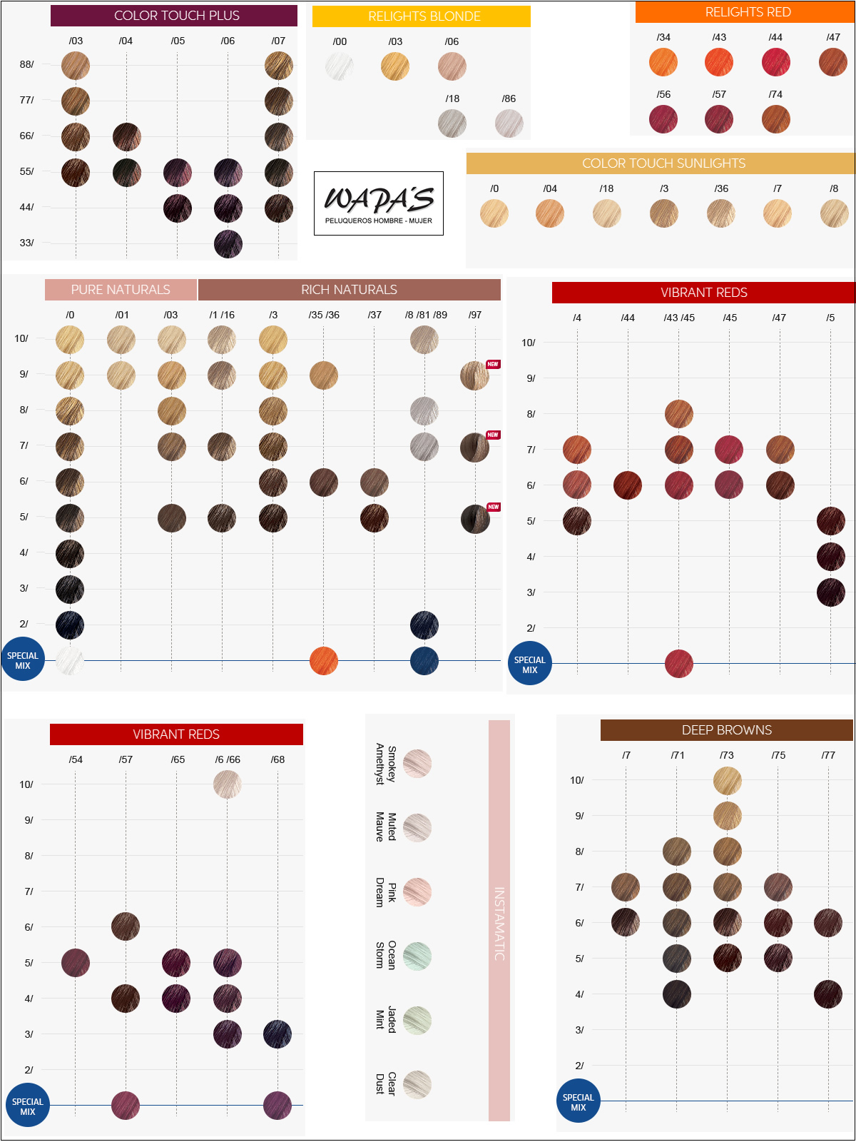 Carta de color Wella Color Touch carta color wella color touch
