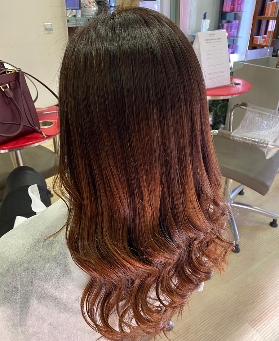 Coloración cabello color caoba | Wapas Peluqueria coloracion cabello tonos naranjas